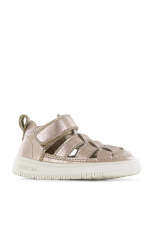 leren sandalen roségoud