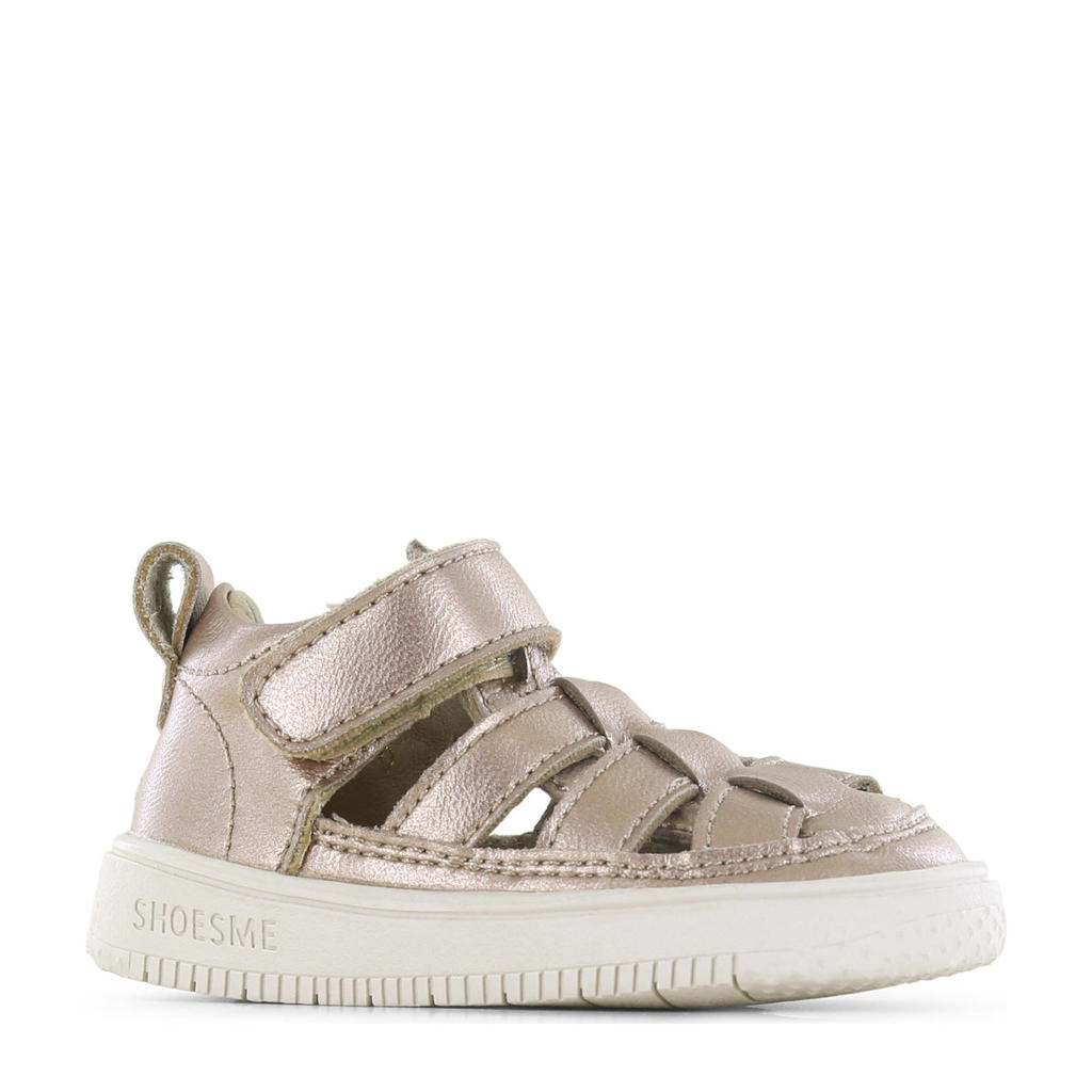 Gouden meisjes Shoesme leren sandalen rosé met klittenband