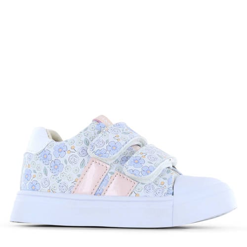 Shoesme gebloemde leren sneakers blauw/roze
