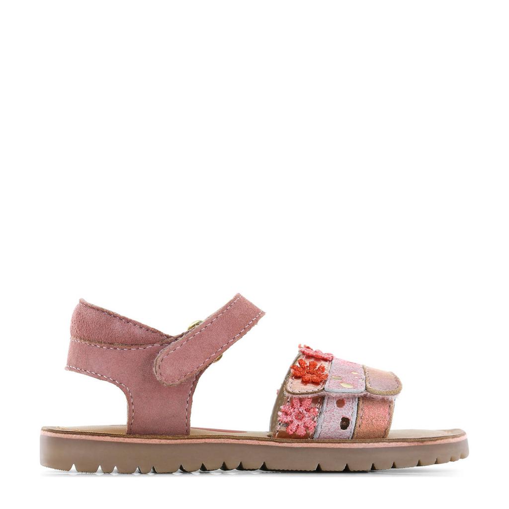 Roze meisjes Shoesme leren sandalen met klittenband