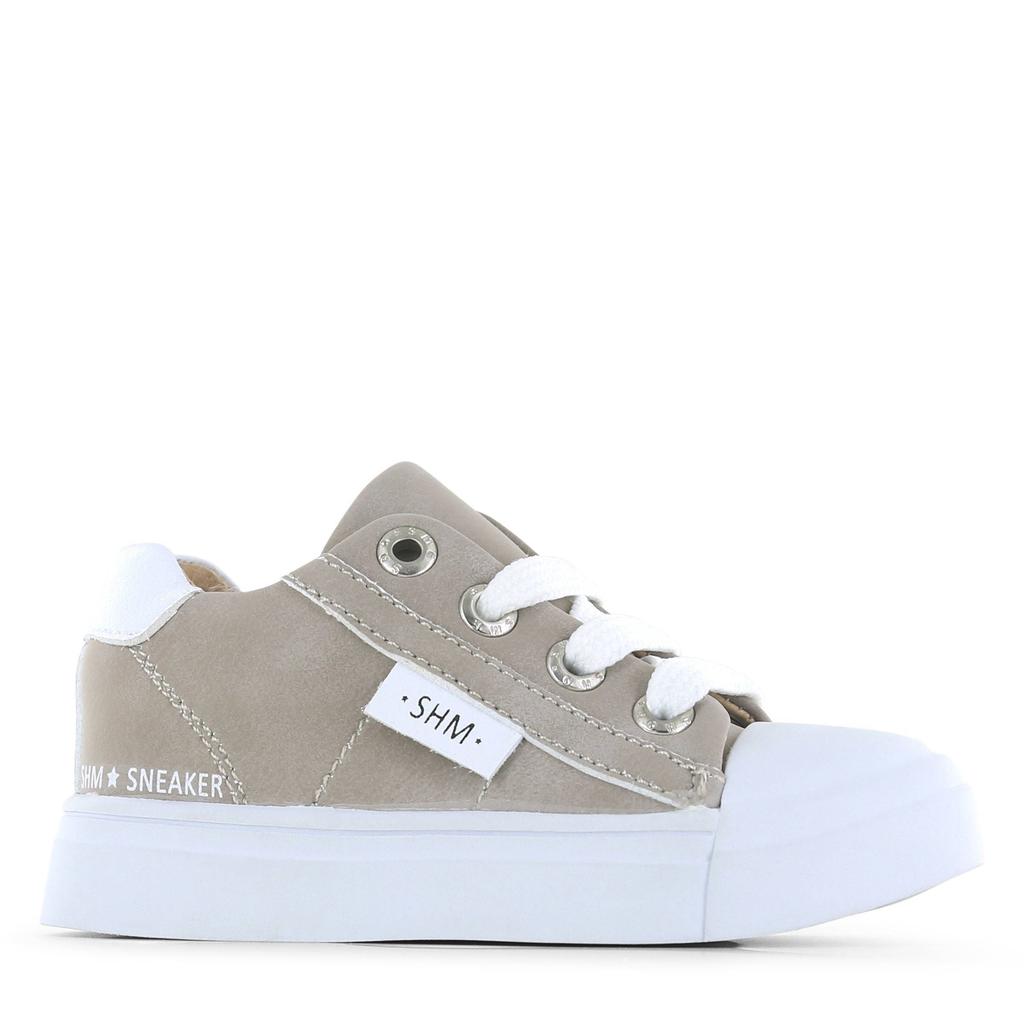 Beige jongens Shoesme leren sneakers met veters
