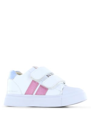 leren sneakers wit/roze/blauw