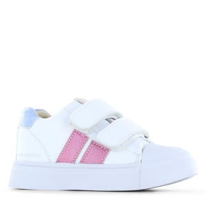 leren sneakers wit/roze/blauw