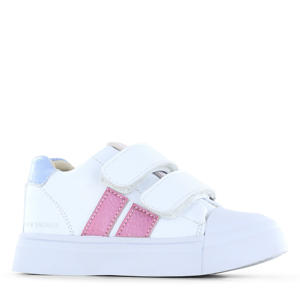   leren sneakers wit/roze/blauw