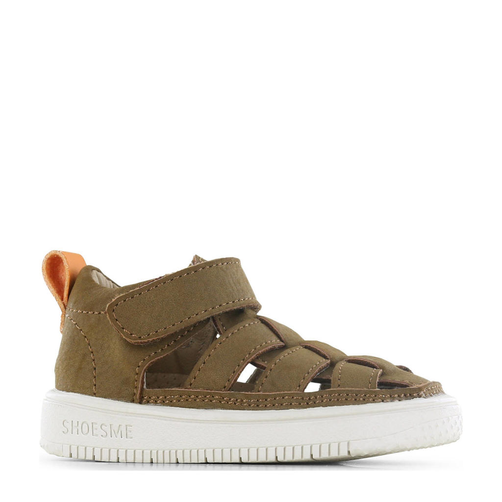 Bruine jongens Shoesme leren sandalen met klittenband