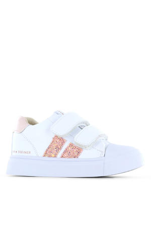   leren sneakers wit/roze