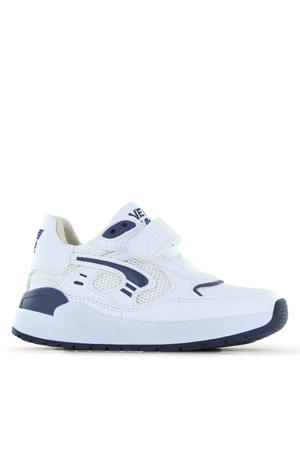 leren sneakers wit/blauw