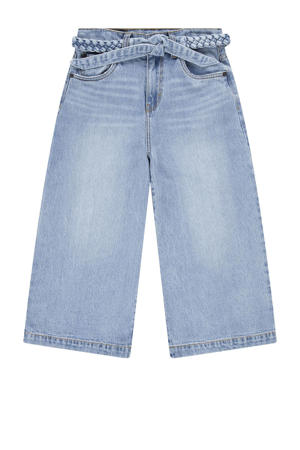 wide leg high waist cropped jeans light blue denim