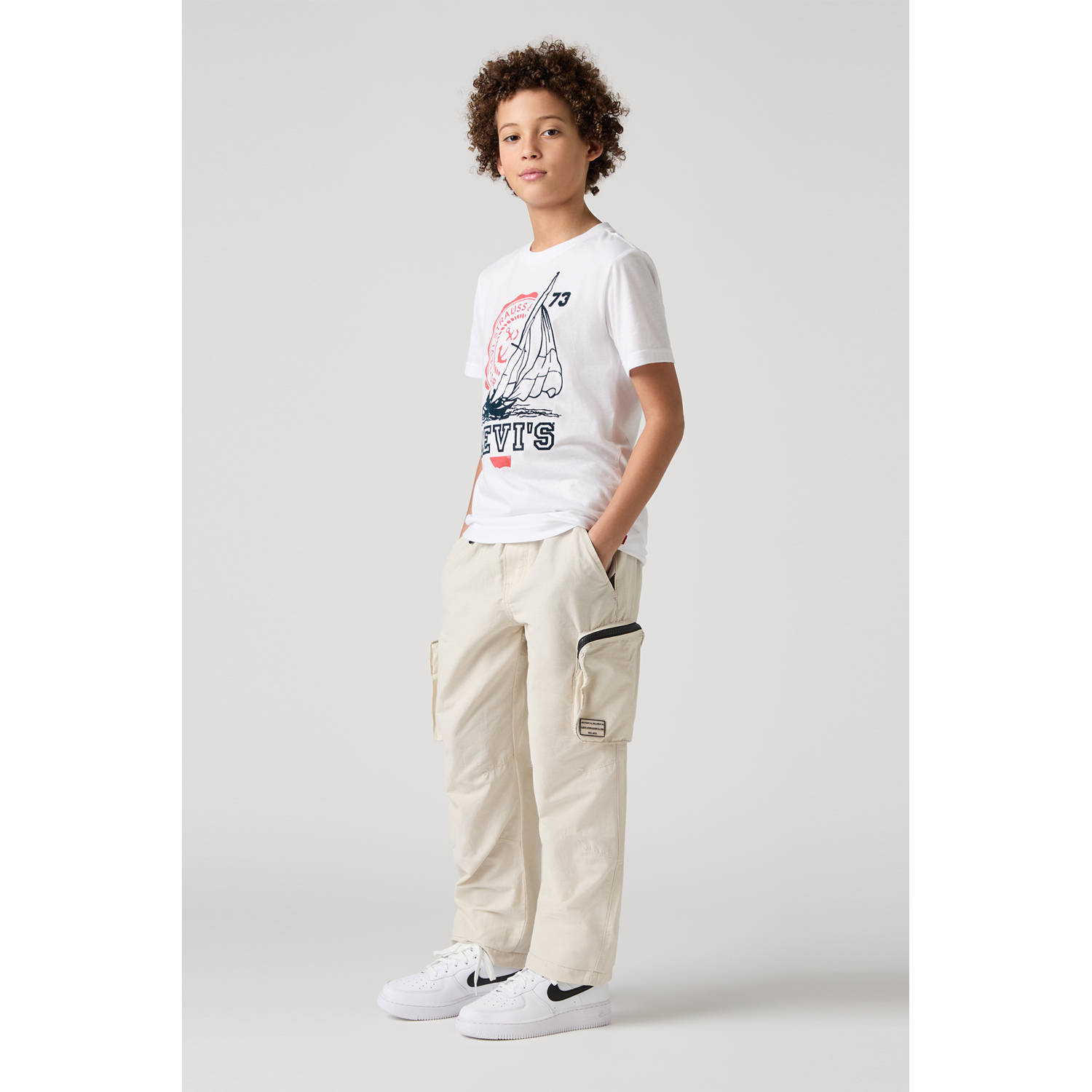 Levi's Kids straight cargo broek ecru