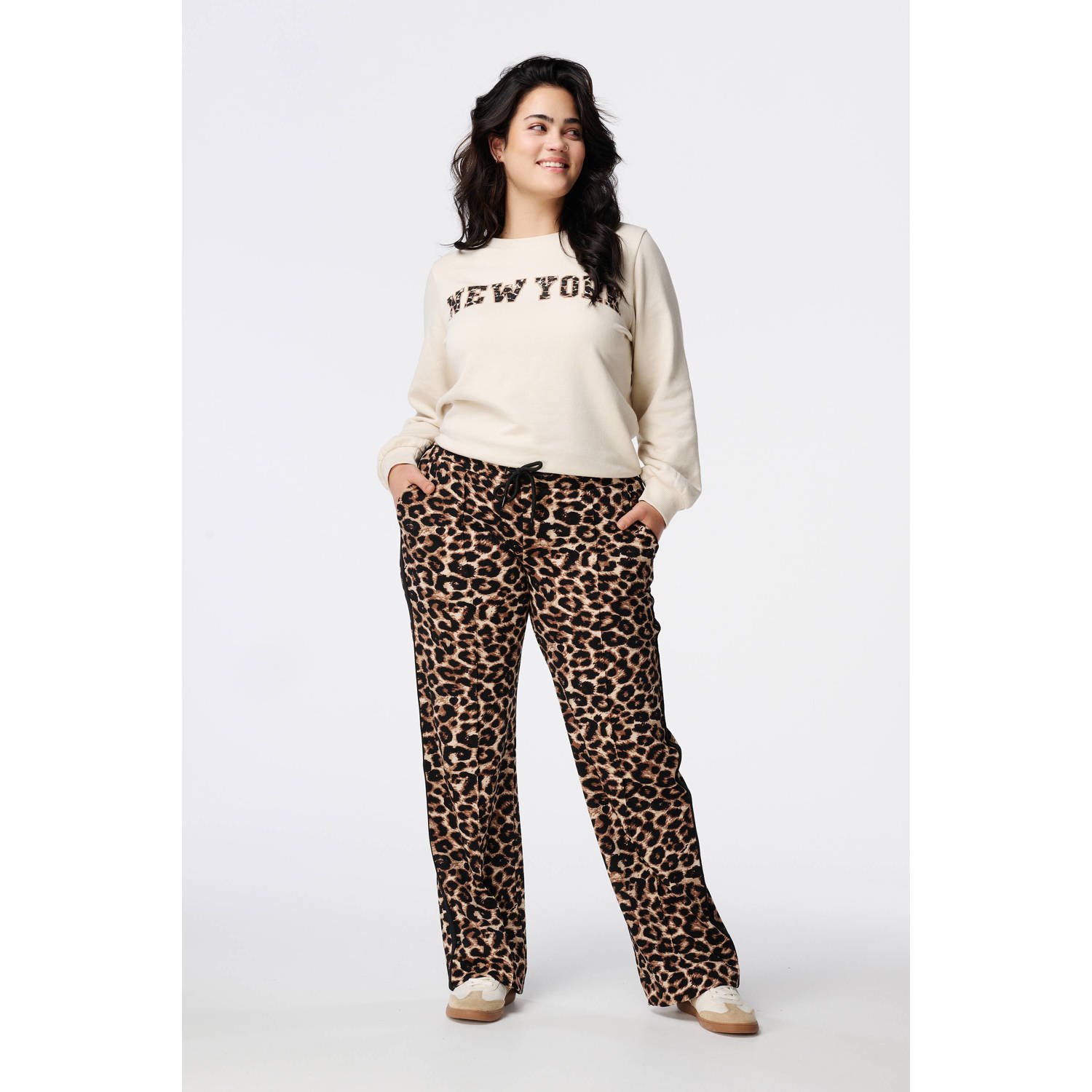 MS Mode wide leg regular waist broek bruin