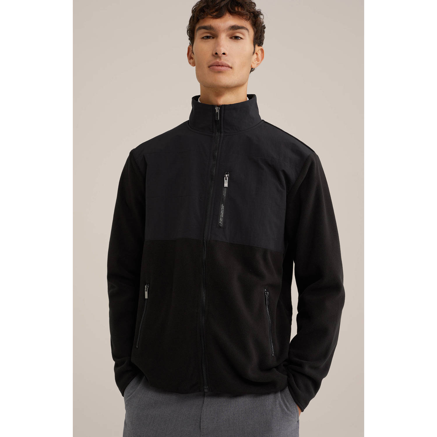 WE Fashion fleecevest zwart