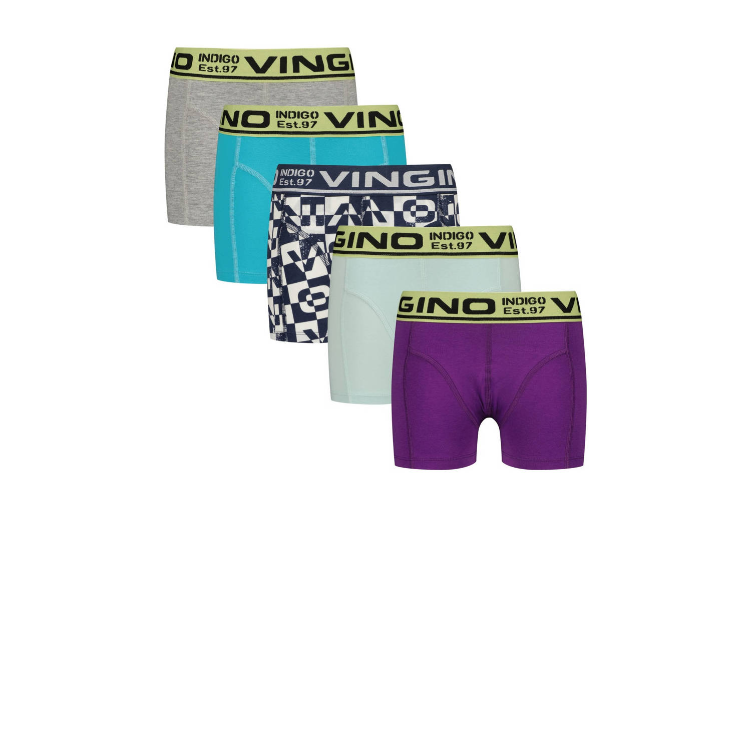 Vingino boxershort set van 5 blauw multicolor