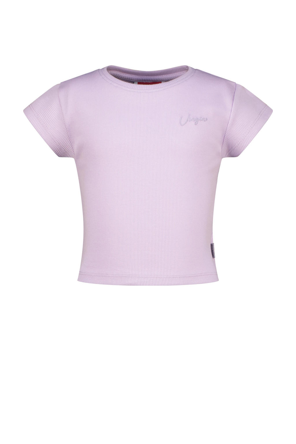 Lilakleurige meisjes Vingino T-shirt van stretchkatoen met effen, korte mouwen en ronde hals