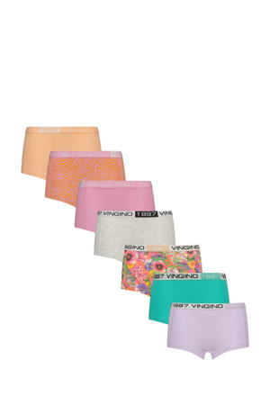 short - set van 7 zachtoranje/multicolor