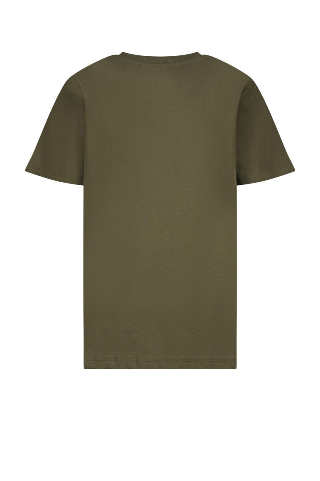 Groene jongens Vingino T-shirt van katoen met logo dessin, korte mouwen en ronde hals
