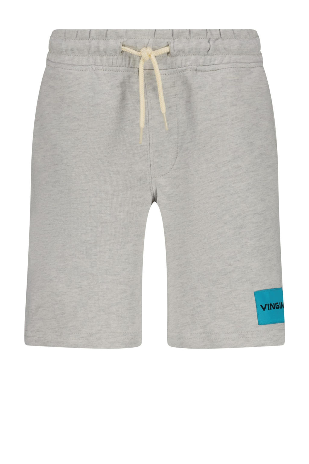 Grijs melange jongens Vingino relaxed sweatshort melange met regular waist, elastische tailleband met koord en logo dessin