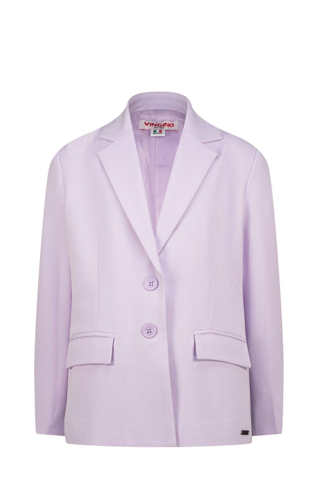 Lilakleurige meisjes Vingino regular fit blazer van polyester met effen, lange mouwen en reverskraag