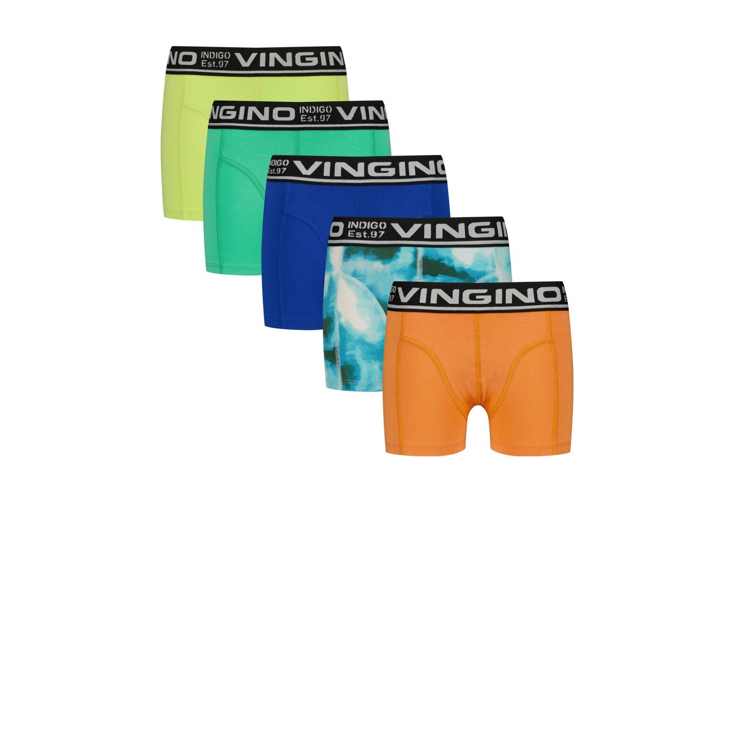 Vingino boxershort set van 5 limegroen multicolor