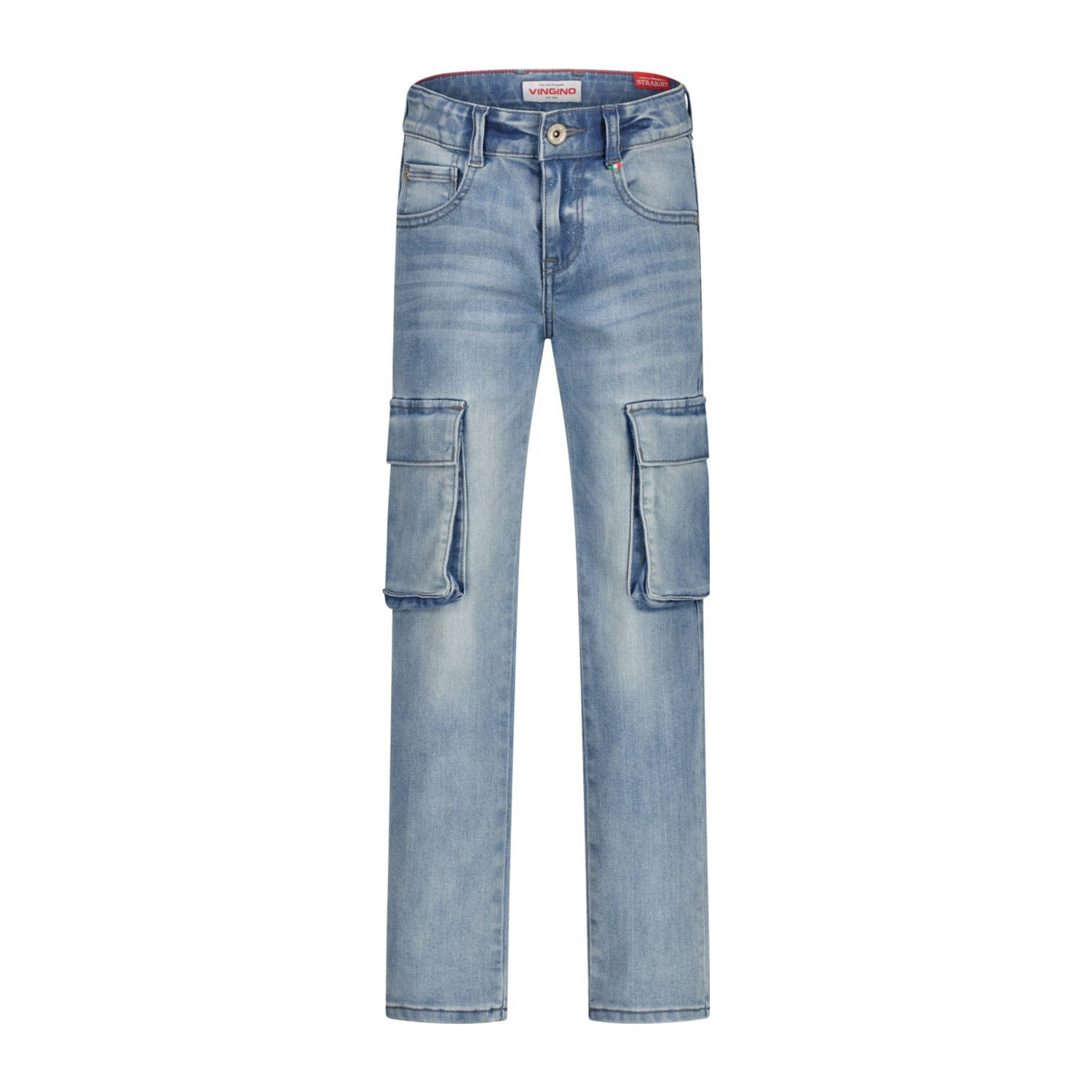 Vingino straight leg cargo jeans medium blue denim