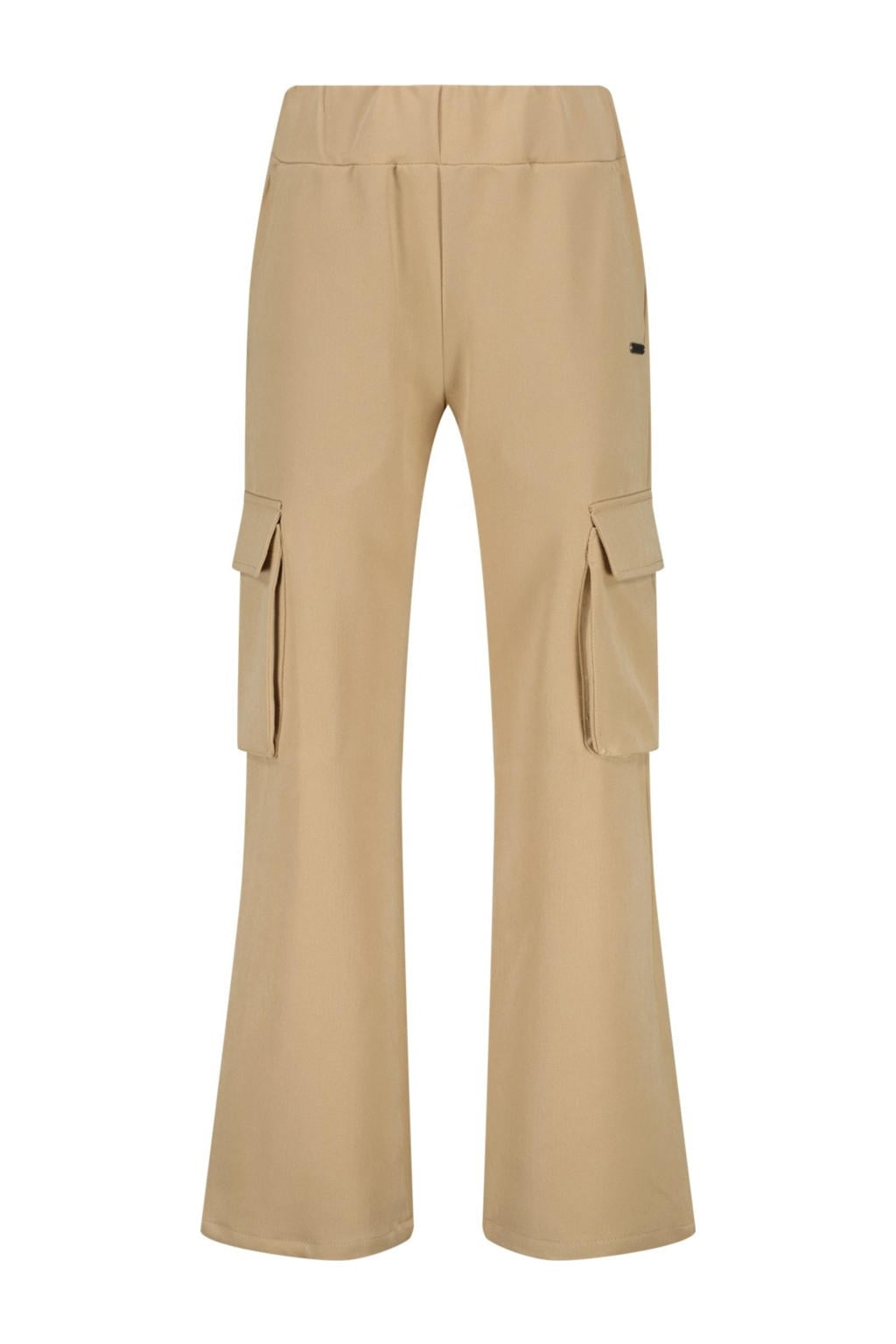 Zandkleurige meisjes Vingino loose cargobroek van polyester met regular waist, elastische tailleband en effen