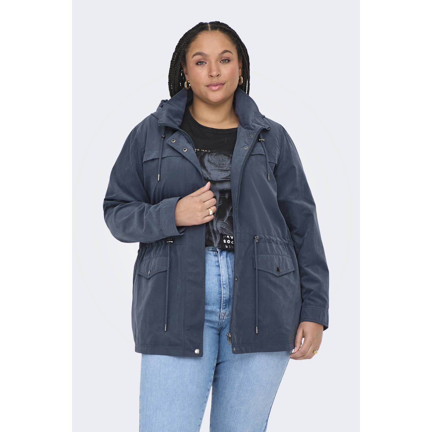 ONLY CARMAKOMA outdoor jas donkerblauw