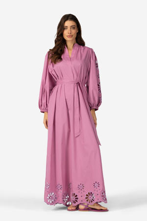 maxi jurk broderie paars