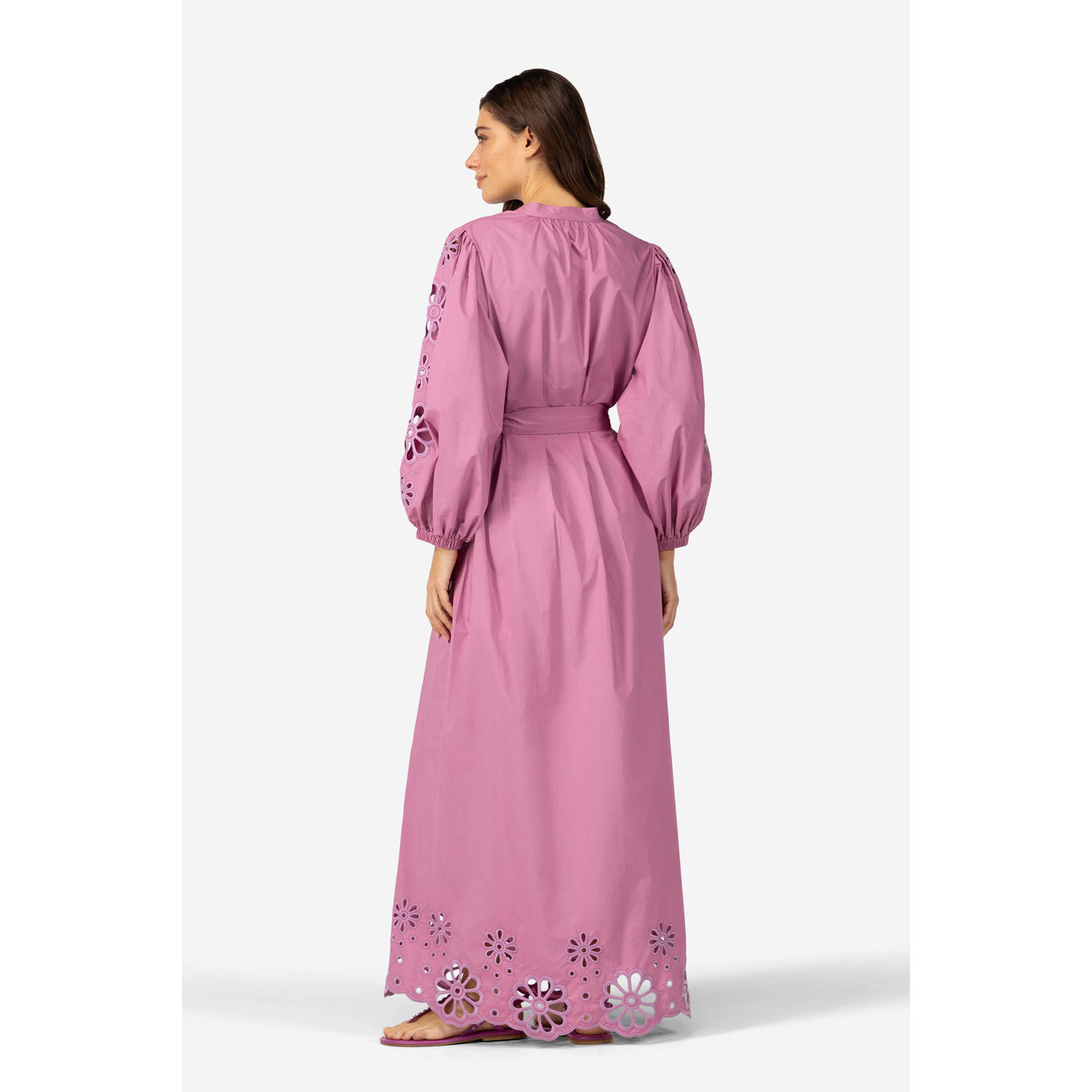 IBANA maxi jurk broderie paars
