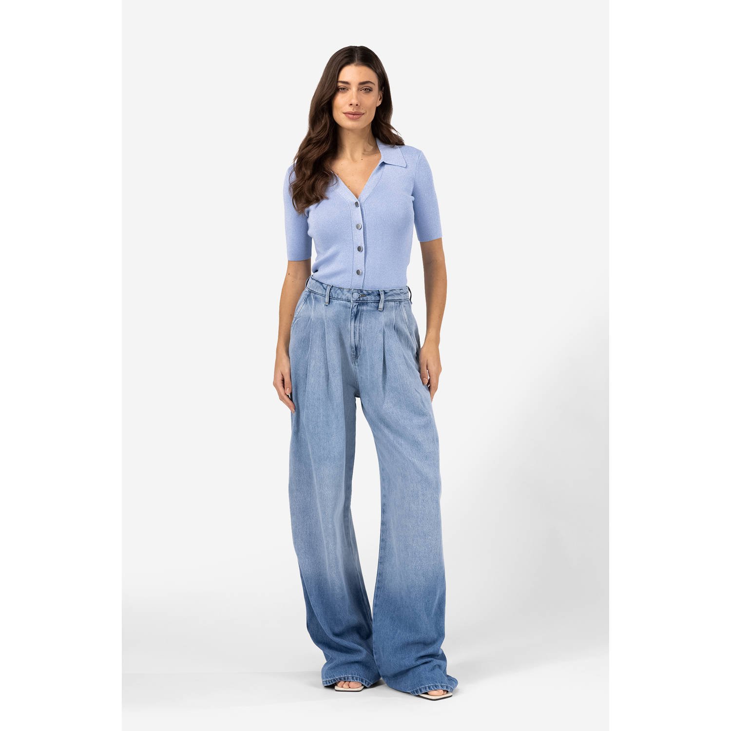 IBANA top lichtblauw met lurex
