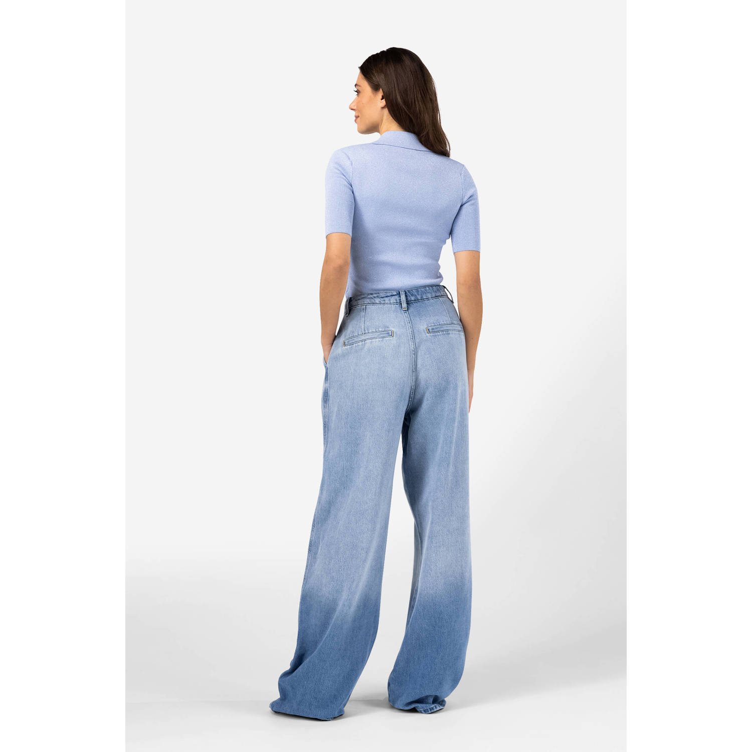IBANA top lichtblauw met lurex