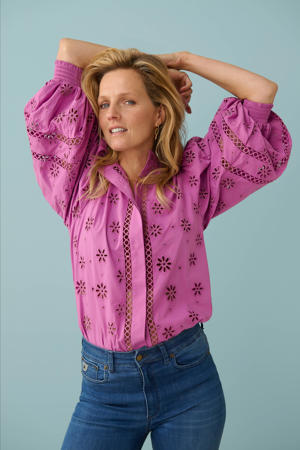 blouse paars broderie