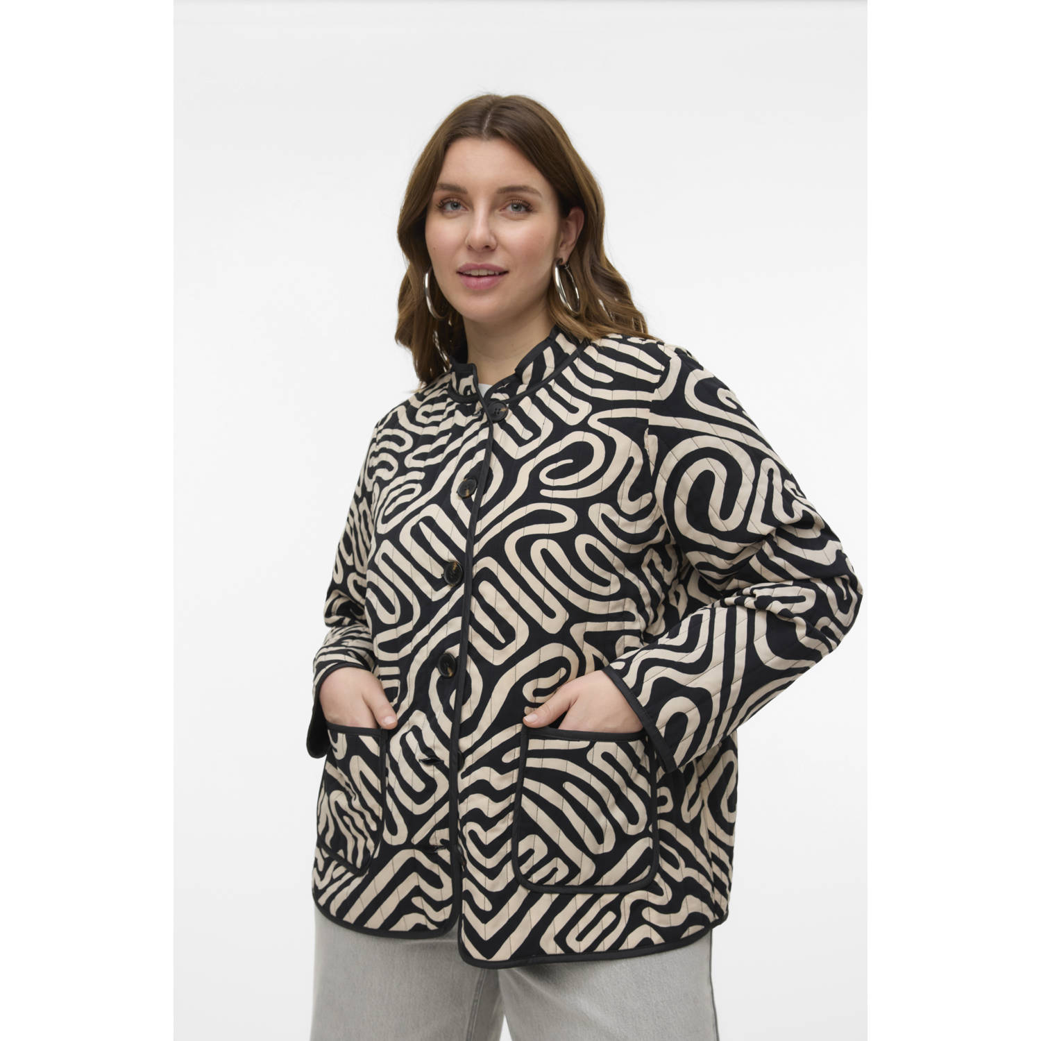 VERO MODA CURVE jasje quilted zwart
