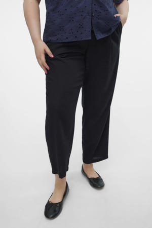 wide leg high waist broek zwart