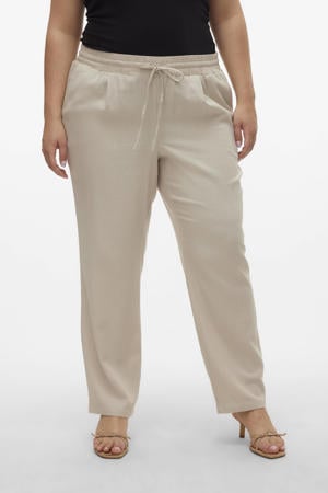 wide leg high waist broek zand