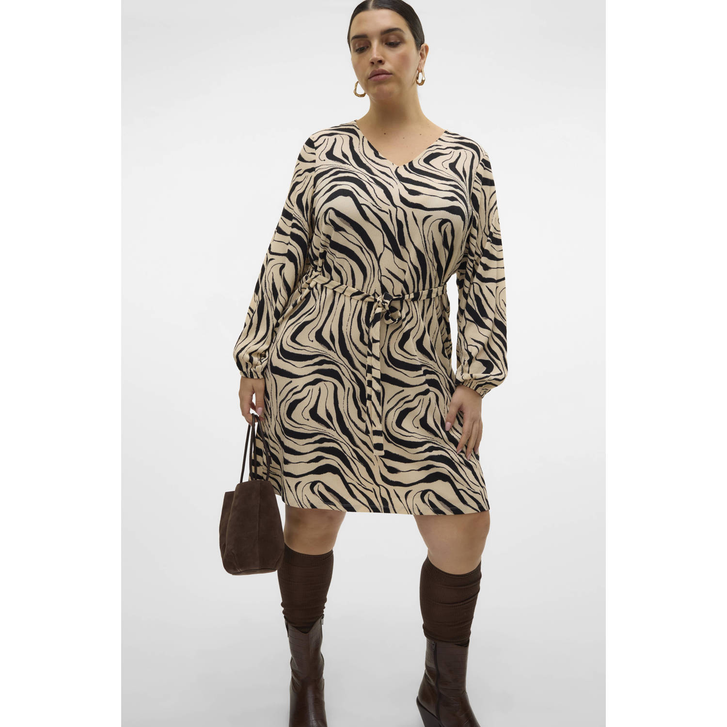 VERO MODA CURVE korte jurk ecru
