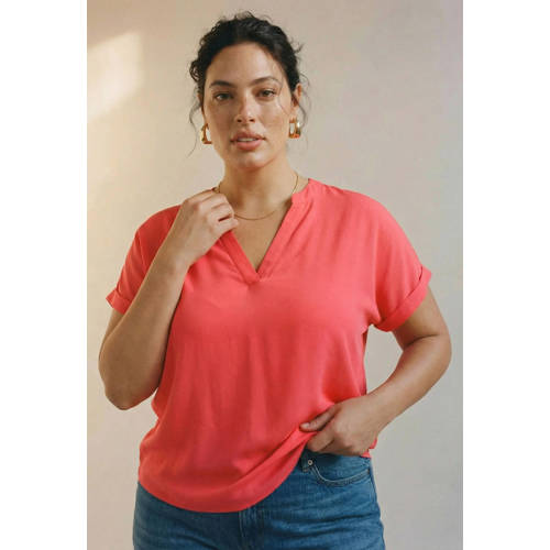 VERO MODA CURVE blouse koraalrood afbeelding