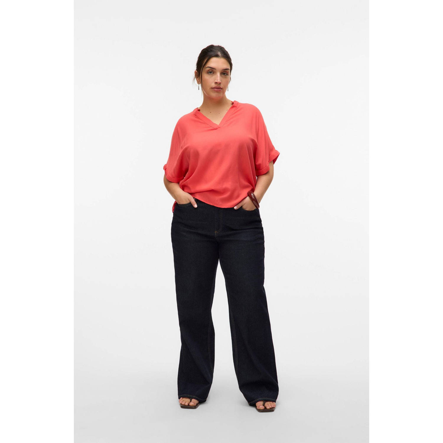 VERO MODA CURVE blouse koraalrood