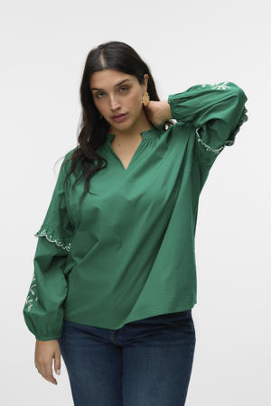 blousetop groen broderie
