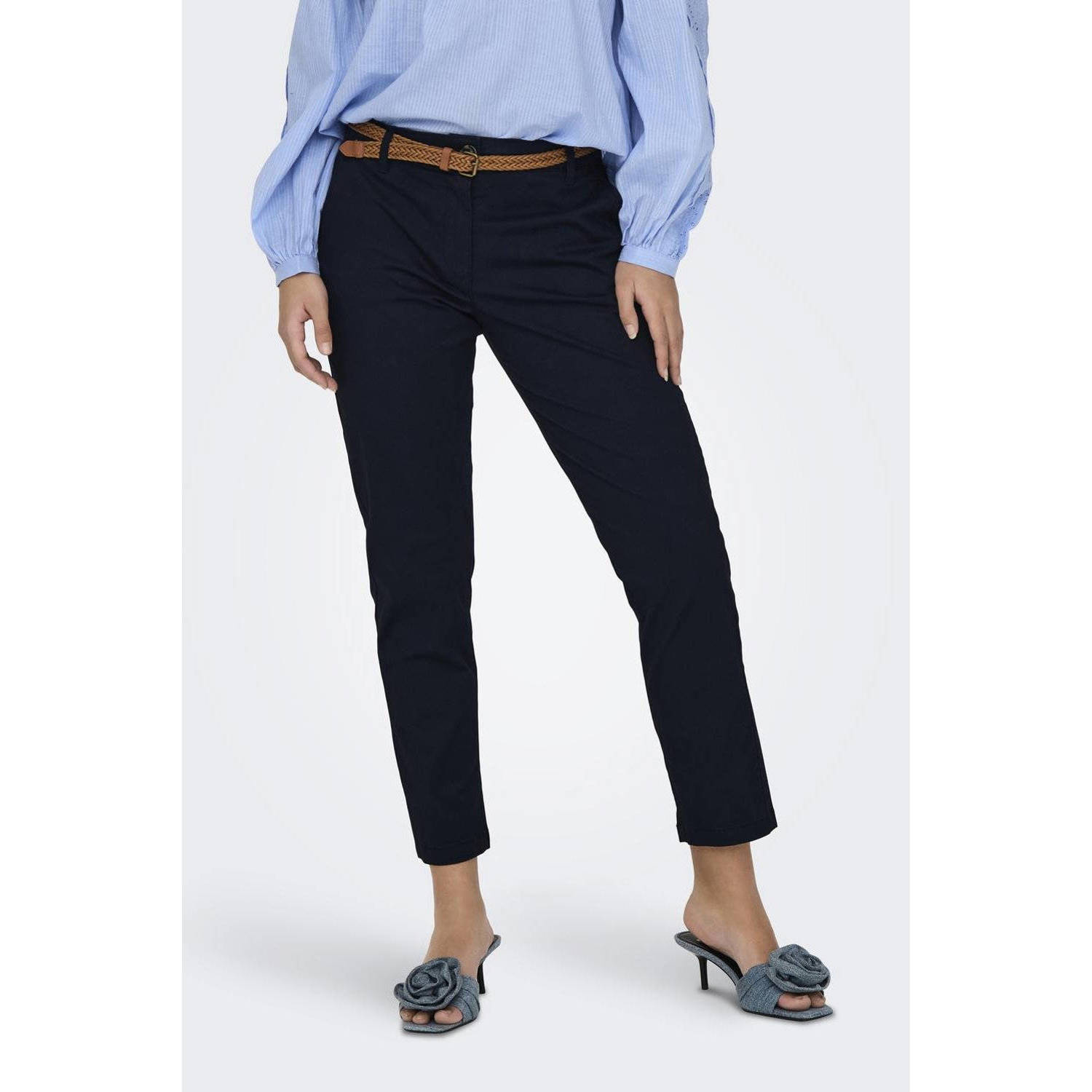 JDY regular waist chino donkerblauw gebreid