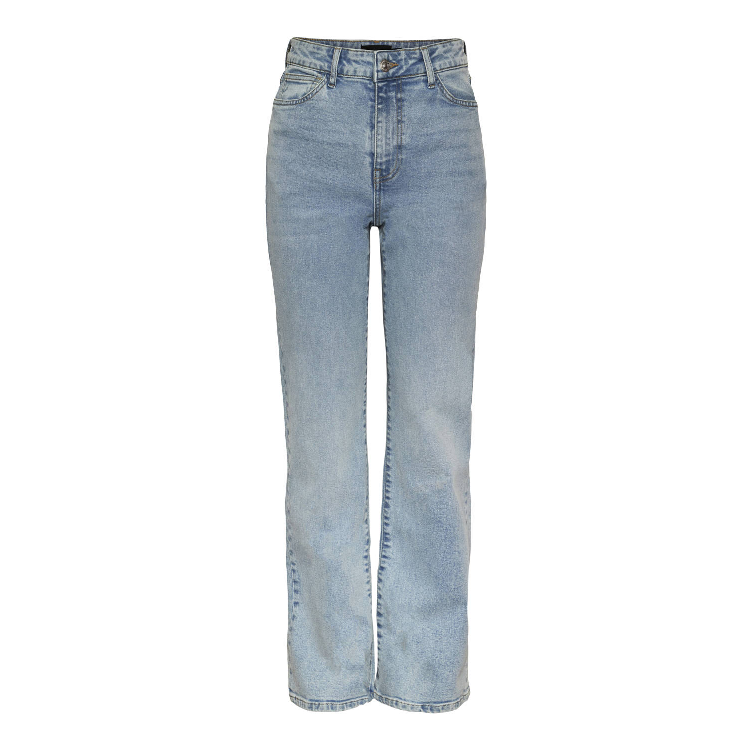 PIECES Curve high waist light blue denim