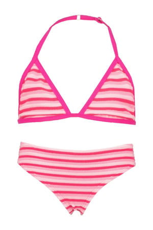 halterbikini Zavine met streepdessin felroze