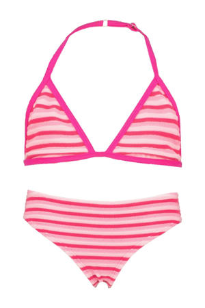 halterbikini Zavine met streepdessin felroze