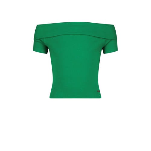 Raizzed off shoulder top groen afbeelding