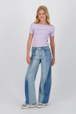 off shoulder top lila