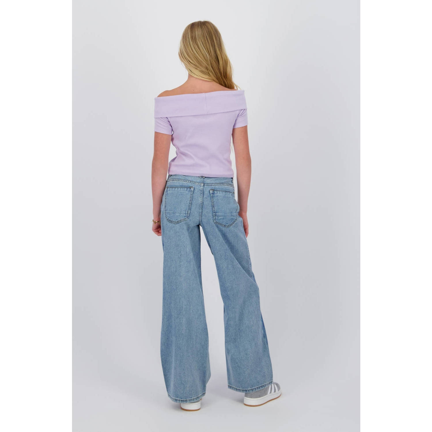 Raizzed off shoulder top lila