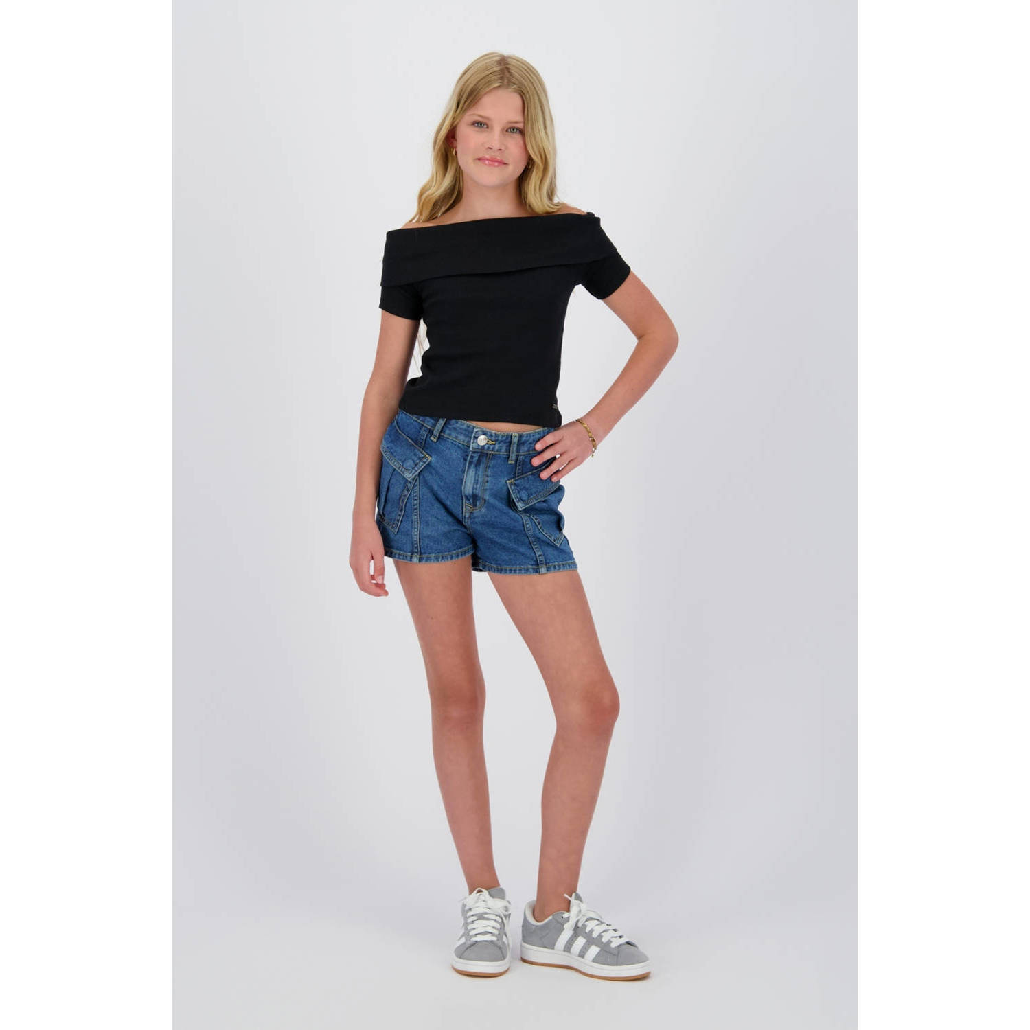 Raizzed off shoulder top zwart