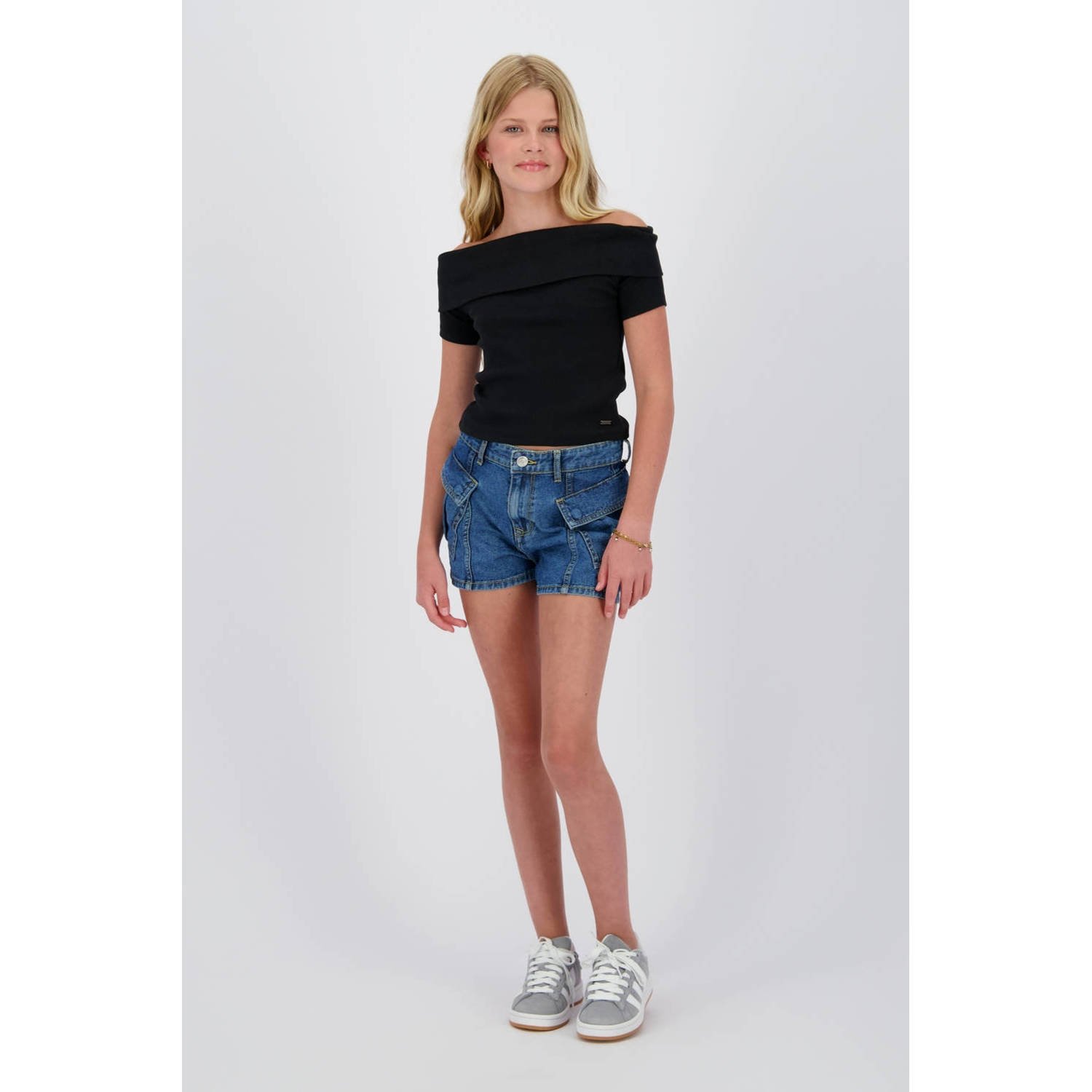 Raizzed off shoulder top zwart