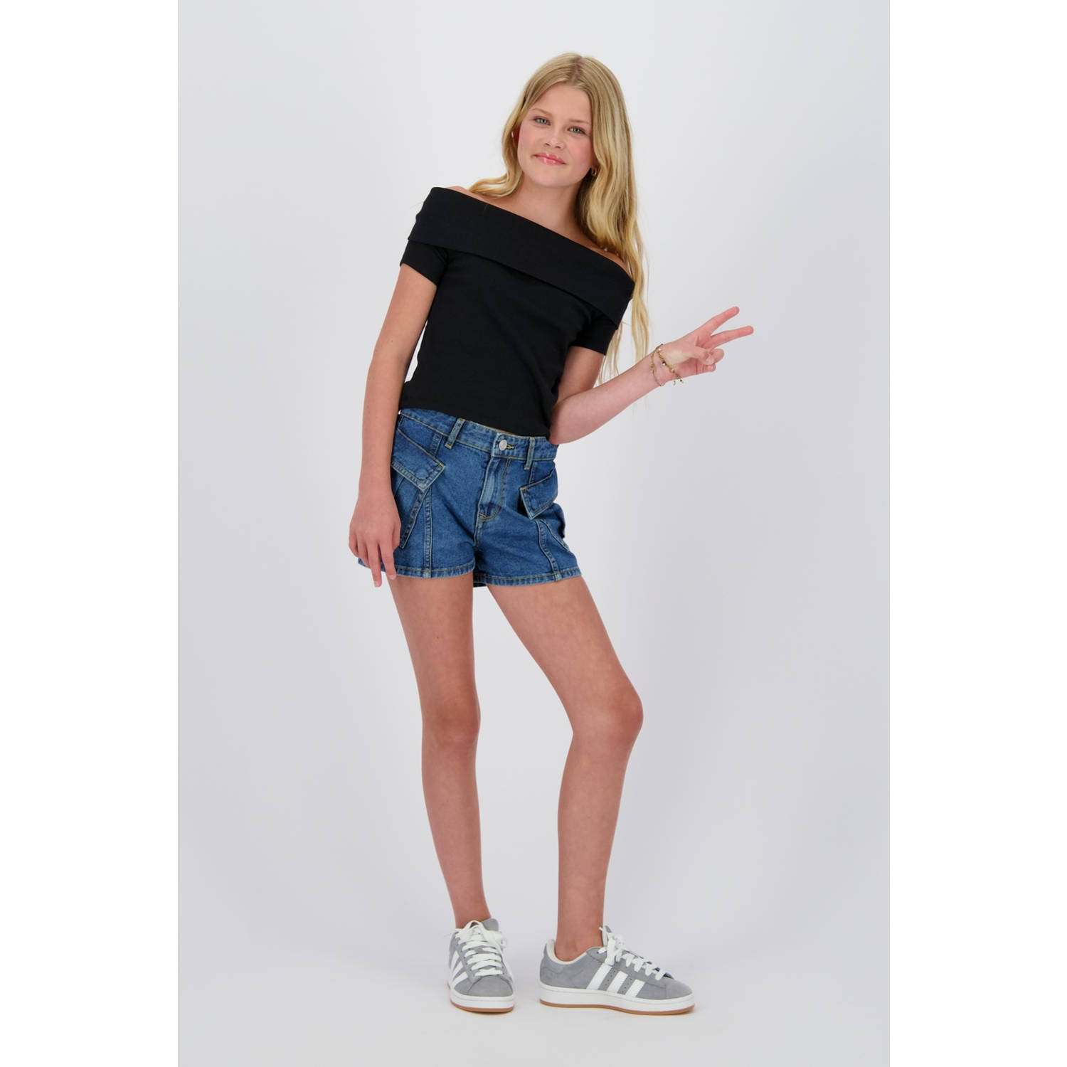 Raizzed off shoulder top zwart