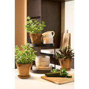 thumbnail: Mica Decorations pot met schotel Stan oker 3 stuks (13,5x12,5 cm)