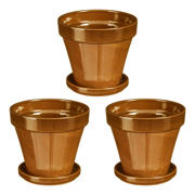 thumbnail: Mica Decorations pot met schotel Stan oker 3 stuks (13,5x12,5 cm)