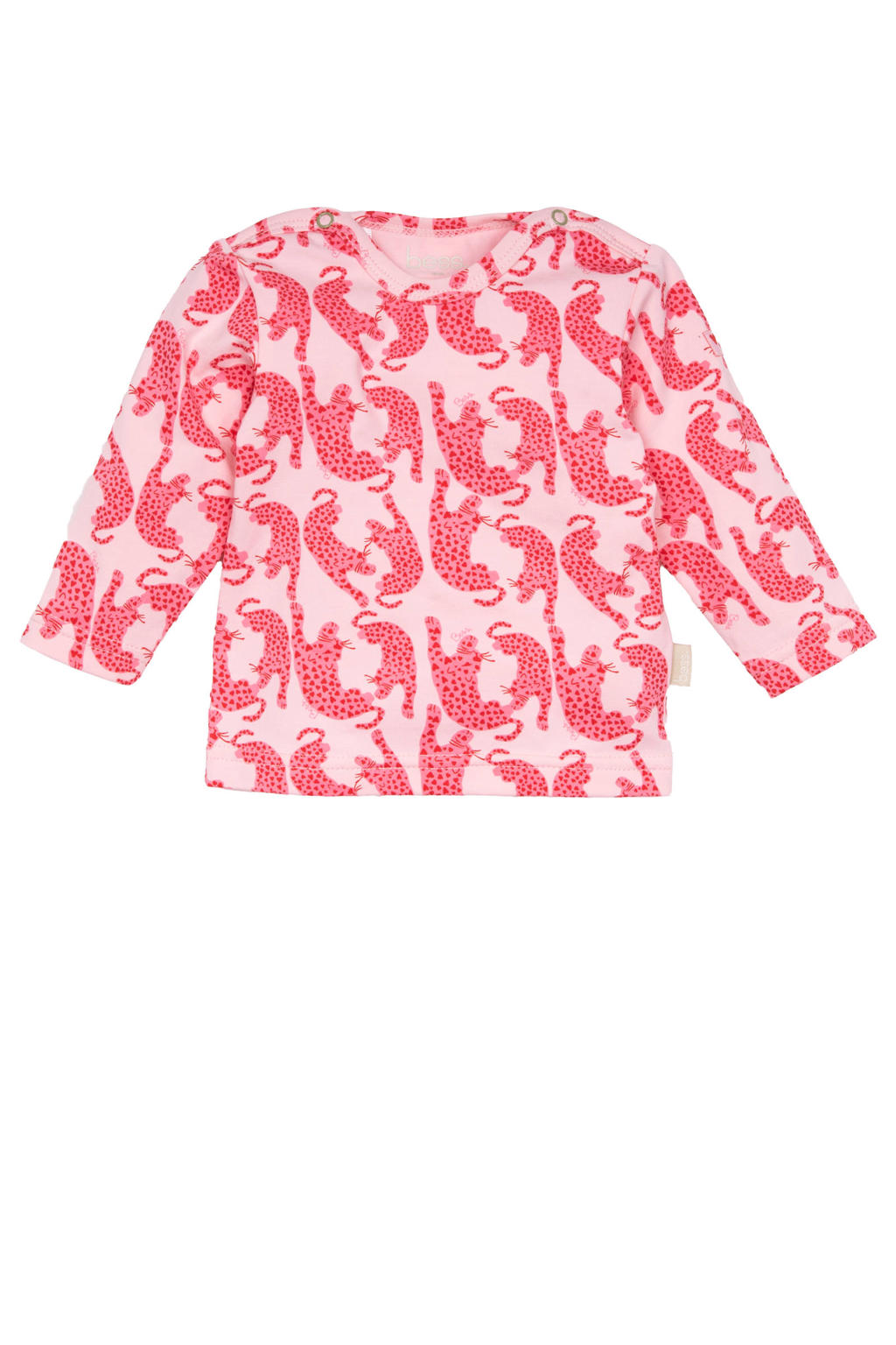Roze meisjes BESS longsleeve van stretchkatoen met dierenprint, lange mouwen en ronde hals